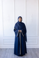 SALE Chiffon Layered Glam Abaya (Navy Blue) *SLEEVE Varies