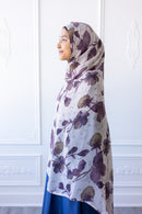 New Printed Chiffon Hijab - Plum Blossom
