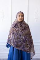 New Printed Chiffon Hijab - Violet Garden