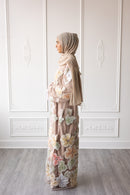 Floral Bloom Glam Abaya – Taupe