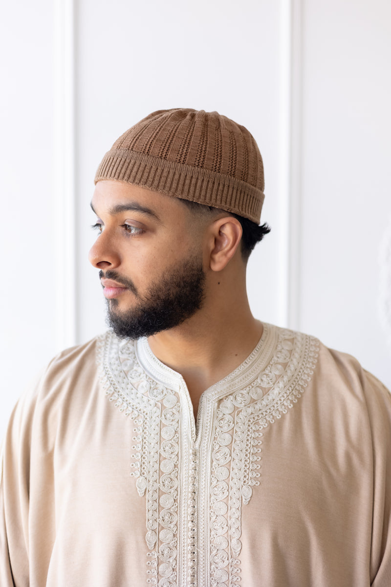 TrueFit Brimless Kufi Skullcap (Brown)