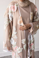 Floral Bloom Glam Abaya – Taupe