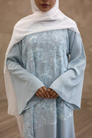 Lace Embellished Glam Abaya - Light Blue