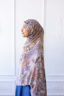 New Printed Chiffon Hijab - Golden Flora