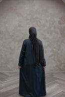 Classic Button-Detail Abaya Set - Navy Green