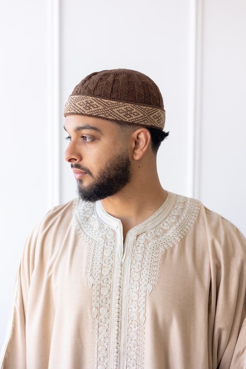 TrueFit Brimless Kufi Skullcap (Brown)
