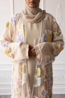 Floral Bloom Glam Abaya – Peach