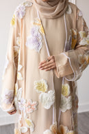 Floral Bloom Glam Abaya – Peach
