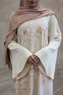 Stone Embellished Glam Abaya - Beige