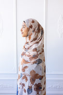 New Printed Chiffon Hijab - Desert Rose