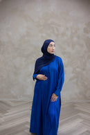 Classic Button-Detail Abaya Set - Royal Blue