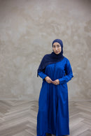 Classic Button-Detail Abaya Set - Royal Blue