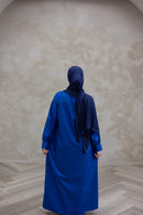Classic Button-Detail Abaya Set - Royal Blue