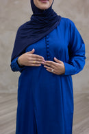 Classic Button-Detail Abaya Set - Royal Blue