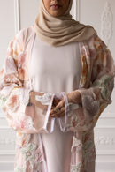 Floral Bloom Glam Abaya – Soft Pink