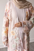 Floral Bloom Glam Abaya – Soft Pink