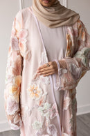 Floral Bloom Glam Abaya – Soft Pink