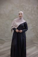 Classic Button-Detail Abaya Set -Dark Coffee Brown