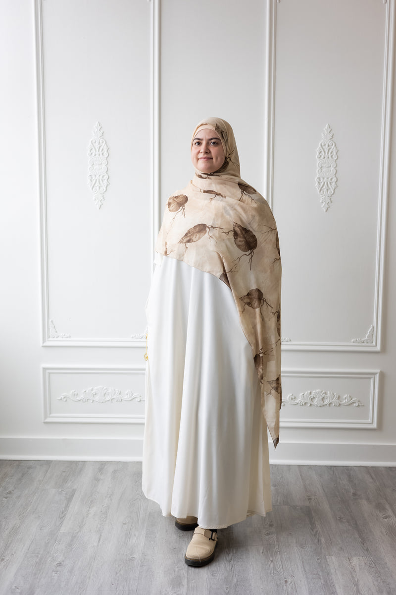 Umm Salama Cotton Blend Loose Fit Abaya (Coffee Cream)