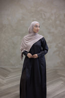 Classic Button-Detail Abaya Set -Dark Coffee Brown