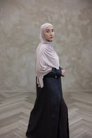 Classic Button-Detail Abaya Set -Dark Coffee Brown
