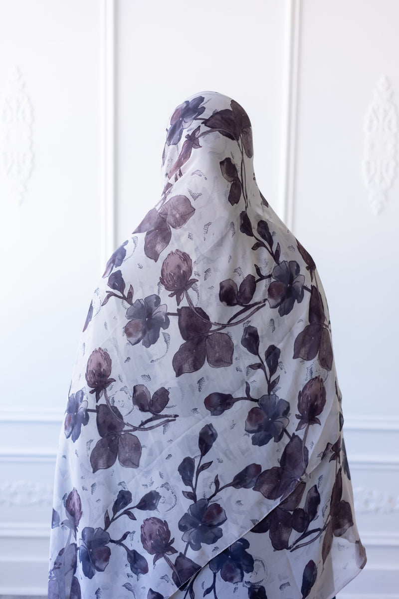New Printed Chiffon Hijab - Iris Shadow