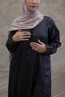 Classic Button-Detail Abaya Set -Dark Coffee Brown