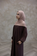 Butter Safiyyah Textured Abaya - Coffee Brown