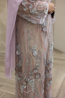 3D Couture Glam Abaya - Taupe Garden