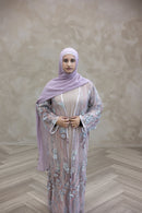 3D Couture Glam Abaya - Taupe Garden