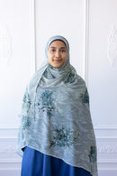 New Printed Chiffon Hijab - Emerald Bloom