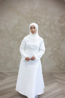 Floral Lace Wedding Dress - Pearl White