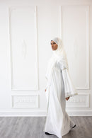 Chiffon Layered Glam Abaya (White Frosting)