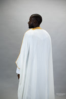 Sample sale Embroidered Thobe Overcoat Arab Bisht Cloak White