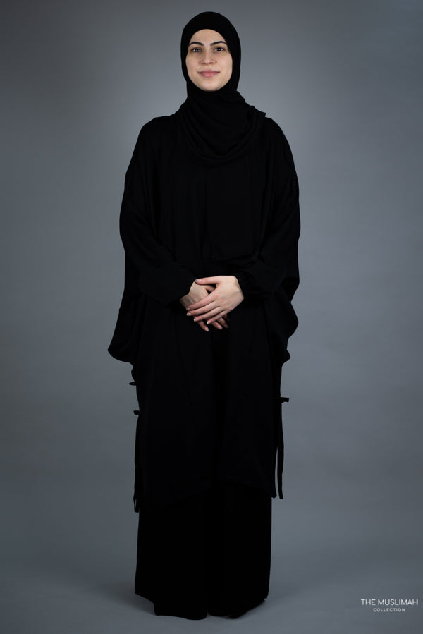 Sample Sale Juwayriyah Two Piece Jilbaab Black with Bow Detail - Skirt Missing