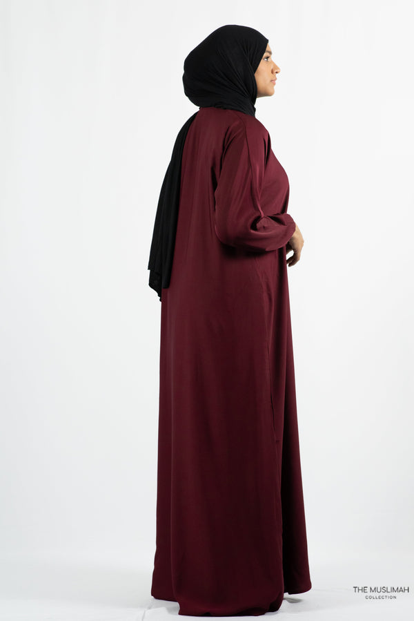 Sample Sale - Hafsa Abaya Maroon - Color Slightly different