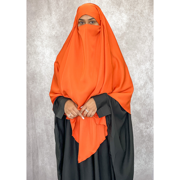 Two in One Niqab Khimar - Sienna Orange (C51)