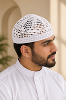 White crocheted Islamic kufi cap