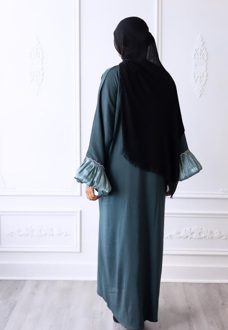 Puff Sleeve Glam Abaya - Victorian Peacock