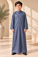 Mini Muslim Kids-Boys Thobe - Saudi Collar (Wolf Grey)