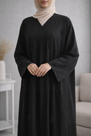 Floral Ember Glam Abaya - Black
