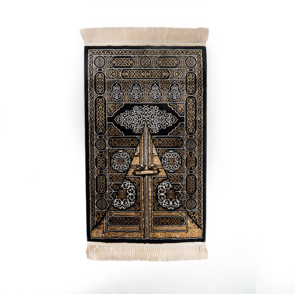 Al Rawdah Kaaba-Inspired Premium Prayer Mat – Bab Al Kaaba (Black and Gold)  13mm