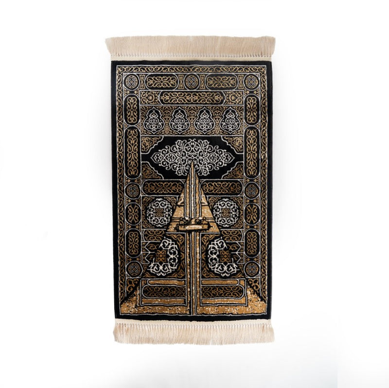 Al Rawdah Kaaba-Inspired Premium Prayer Mat – Bab Al Kaaba (Black and Gold)  13mm