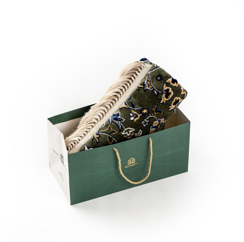 Al Rawdah Madina Masjid Edition Prayer Mat with Premium 13mm Cushioning - Madina Green