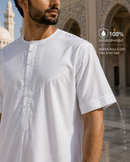 Hydrophobic Short Sleeve Emirati Thobe - White