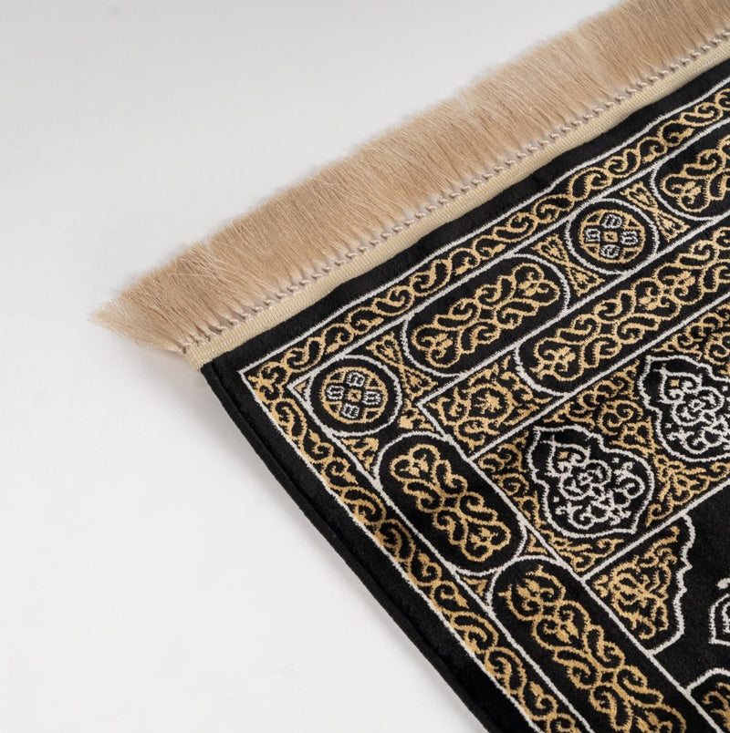 Al Rawdah Kaaba-Inspired Premium Prayer Mat – Bab Al Kaaba (Black and Gold)  13mm