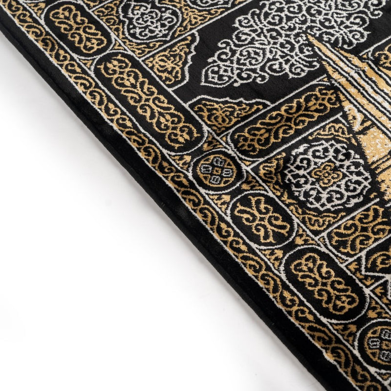 Al Rawdah Kaaba-Inspired Premium Prayer Mat – Bab Al Kaaba (Black and Gold)  13mm
