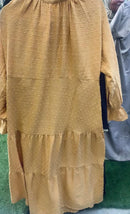 CLEARANCE SALE Polka Dot Flounce Sleeve Dress in Gold XL Size