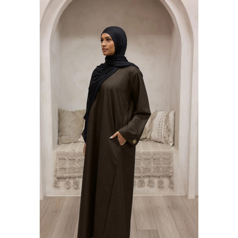 Luxury Linen Abaya (Lisbon Brown)