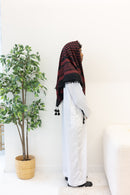 Maroon and Black Imamah/Shemagh/Keffiyyah Arab Men's Scarf